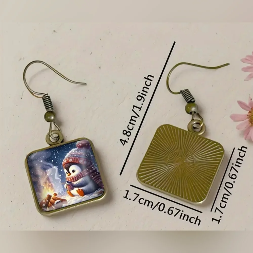 Charming Penguin Earrings‎ with Gold Accents